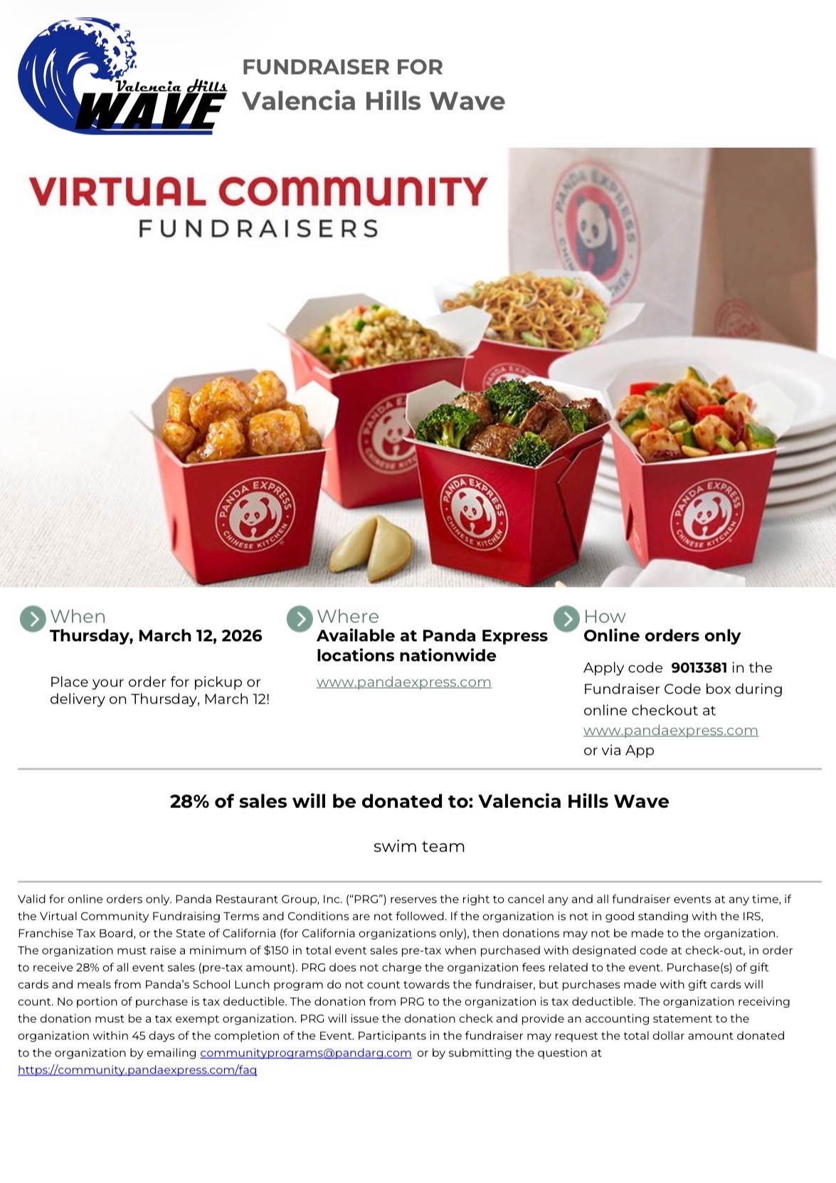 Panda Express Virtual Fundraiser